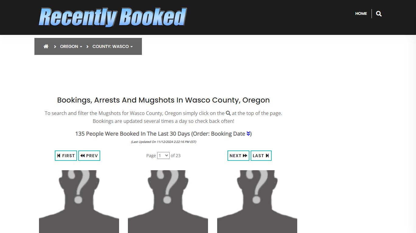 Bookings, Arrests and Mugshots in Wasco County, Oregon - Recently Booked