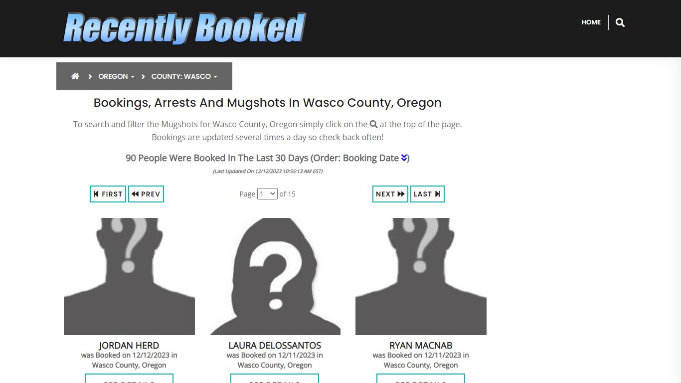 Recent bookings, Arrests, Mugshots in Wasco County, Oregon